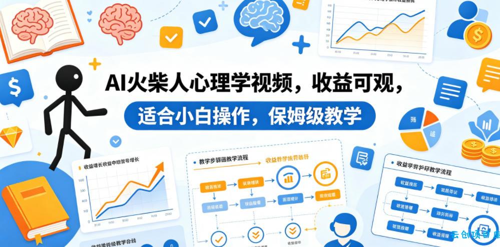 AI火柴人心理学视频,收益可观,适合小白操作,保姆级教学