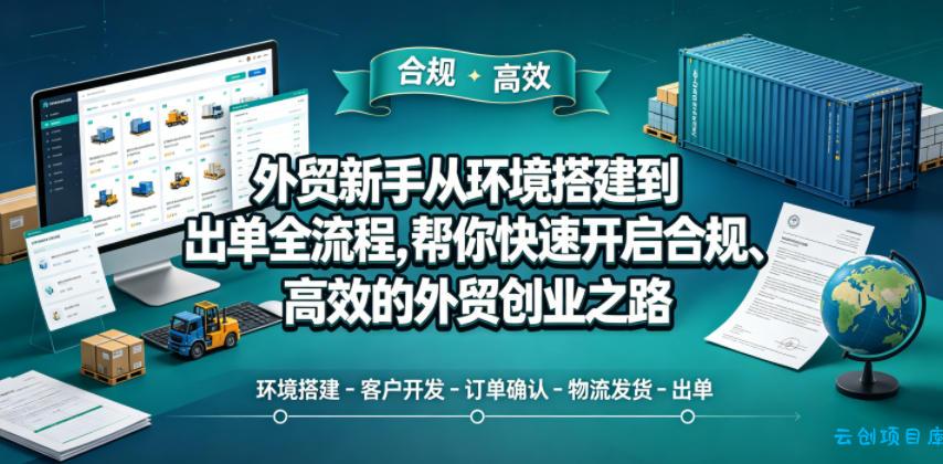 外贸新手从环境搭建到出单全流程，帮你快速开启合规、高效的外贸创业之路-云创项目库