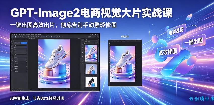 GPT-Image2电商视觉大片实战课,一键出图高效出片,彻底告别手动繁琐修图