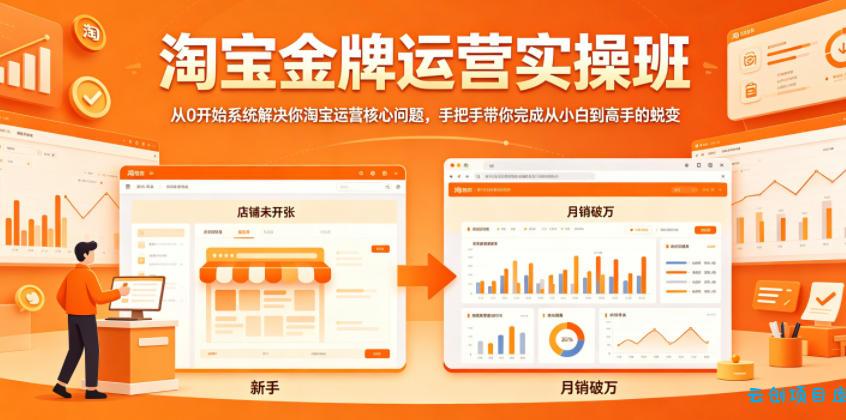 淘宝金牌运营实操班,从0开始系统解决你淘宝运营核心问题,手把手带你完成从小白到高手的蜕变