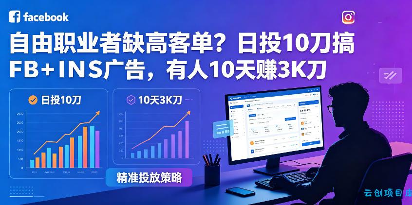自由职业者缺高客单?日投10刀搞FB+INS广告,有人10天赚3K刀!【原创双语字幕】