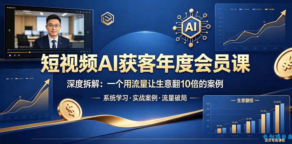 短视频AI获客年度会员课,深度拆解,一个用流量让生意翻10倍的案例