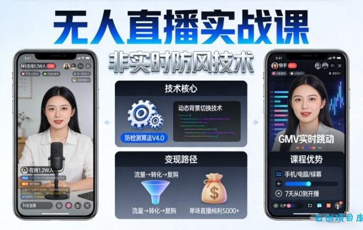 宝子哥无人直播实战课,非实时防风技术,聚焦抖音快手等平台直播带货,轻松开启直播变现之路(更新2026年5月17日)
