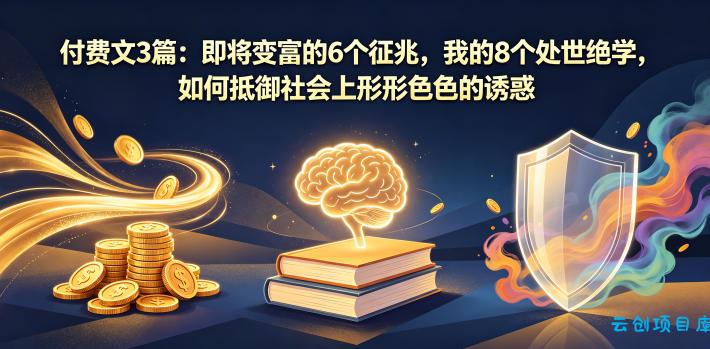 付费文3篇:即将变富的6个征兆,我的8个处世绝学,如何抵御社会上形形色色的诱惑