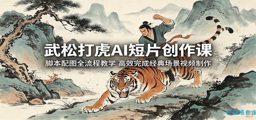 武松打虎AI短片创作课：脚本配图全流程教学，高效完成经典场景视频制作-云创项目库