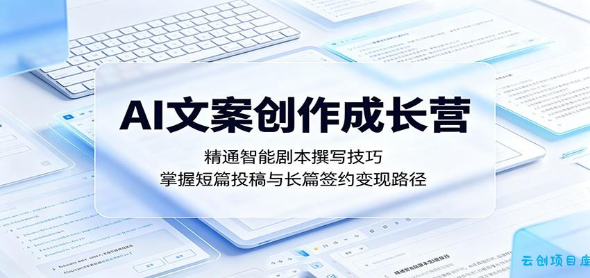 AI文案创作成长营：精通智能剧本撰写技巧，掌握短篇投稿与长篇签约变现路径-云创项目库