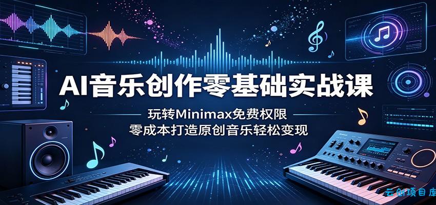 AI音乐创作零基础实战课：玩转Minimax免费权限，零成本打造原创音乐轻松变现-云创项目库