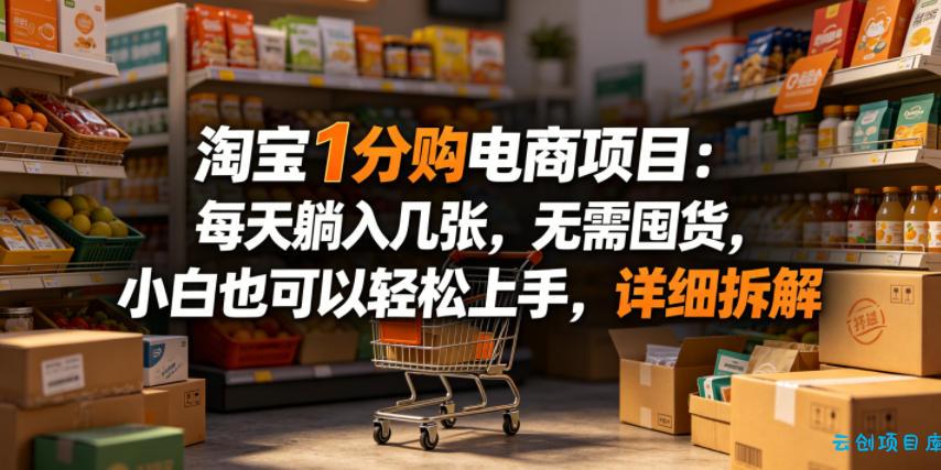 淘宝1分购电商项目:每天躺入几张,无需囤货,小白也可以轻松上手,详细拆解