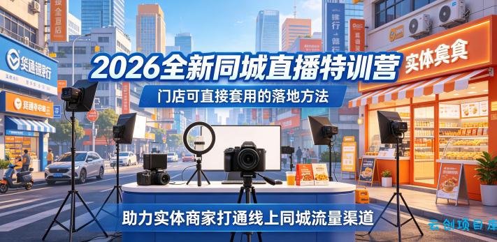 2026全新同城直播特训营，门店可直接套用的落地方法，助力实体商家打通线上同城流量渠道-云创项目库