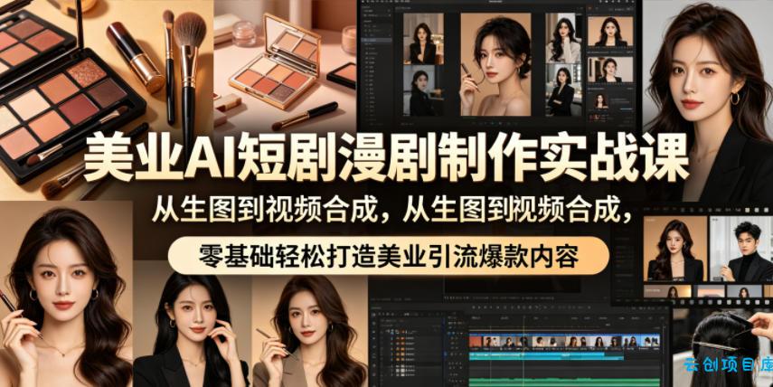 美业AI短剧漫剧制作实战课,从生图到视频合成,零基础轻松打造美业引流爆款内容