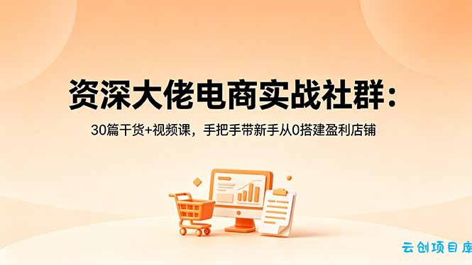 资深大佬电商实战社群：30篇干货+视频课，手把手带新手从0搭建盈利店铺-云创项目库