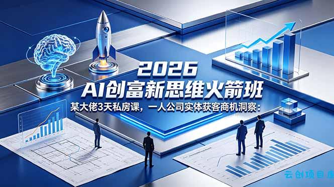 2026 AI 创富新思维火箭班：某大佬3天私房课，一人公司实体获客商机洞察-云创项目库