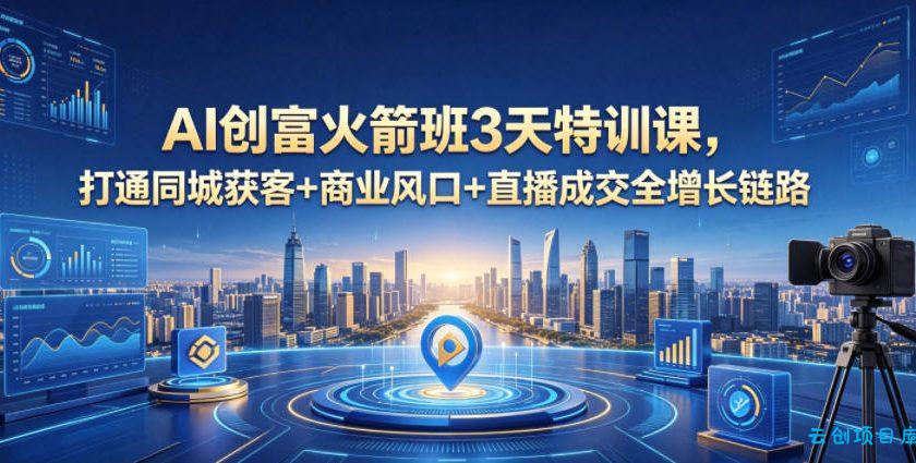 AI创富火箭班3天特训课，打通同城获客+商业风口+直播成交全增长链路，2026年4月新课-云创项目库
