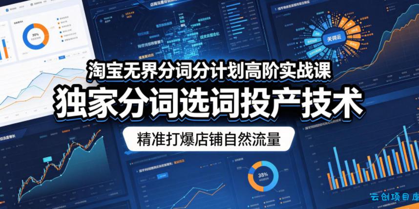 淘宝无界分词分计划高阶实战课，独家分词选词投产技术，精准打爆店铺自然流量-云创项目库