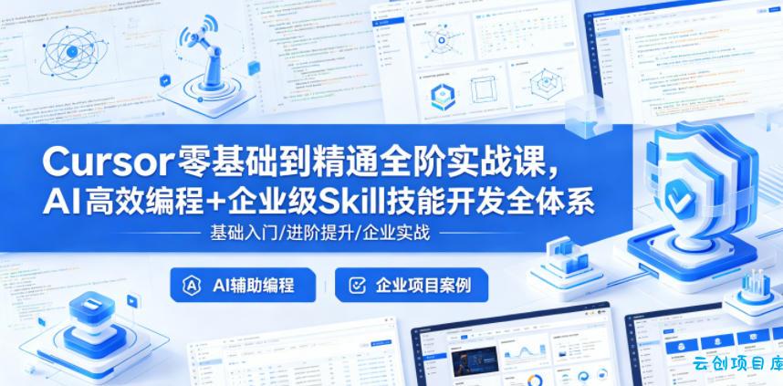 Cursor零基础到精通全阶实战课，AI高效编程+企业级Skill技能开发全体系-云创项目库