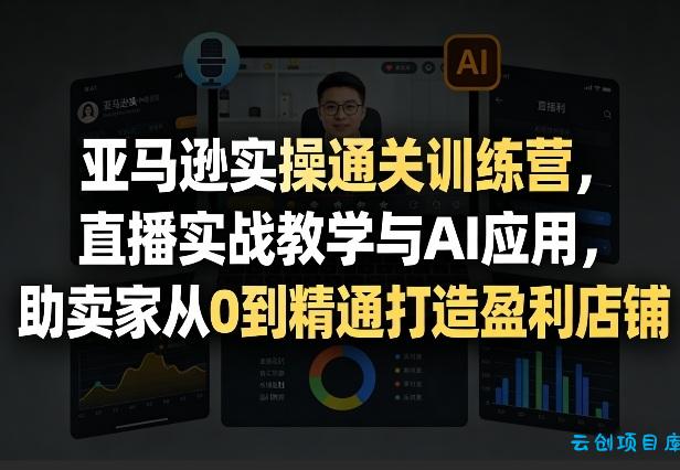 亚马逊实操通关训练营，直播实战教学与AI应用，助卖家从0到精通打造盈利店铺(更新5月23日)-云创项目库