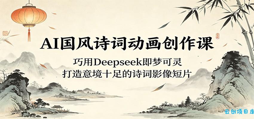 AI国风诗词动画创作课:巧用Deepseek即梦可灵,打造意境十足的诗词影像短片-云创项目库