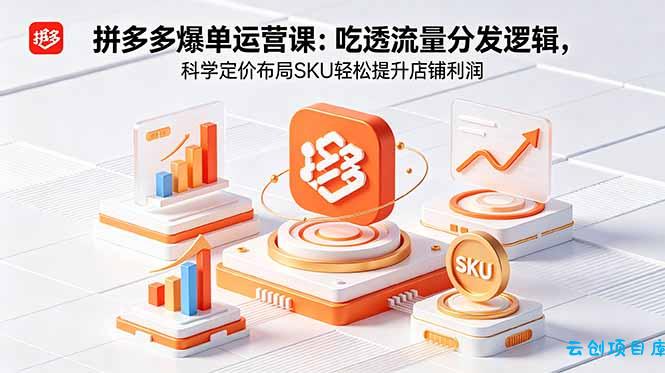 拼多多爆单运营实战课：吃透流量分发逻辑，科学定价布局SKU轻松提升店铺利润-云创项目库