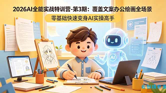 2026AI全能实战特训营-第3期：覆盖文案办公绘画全场景 零基础快速变身AI实操高手-云创项目库