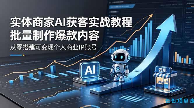 实体商家AI获客实战教程:批量制作爆款内容,从零搭建可变现个人商业IP账号-云创项目库