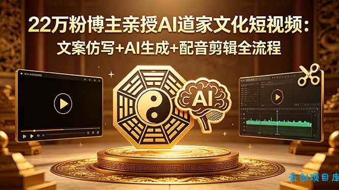22万粉博主亲授AI道家文化短视频：文案仿写+AI生成+配音剪辑全流程-云创项目库