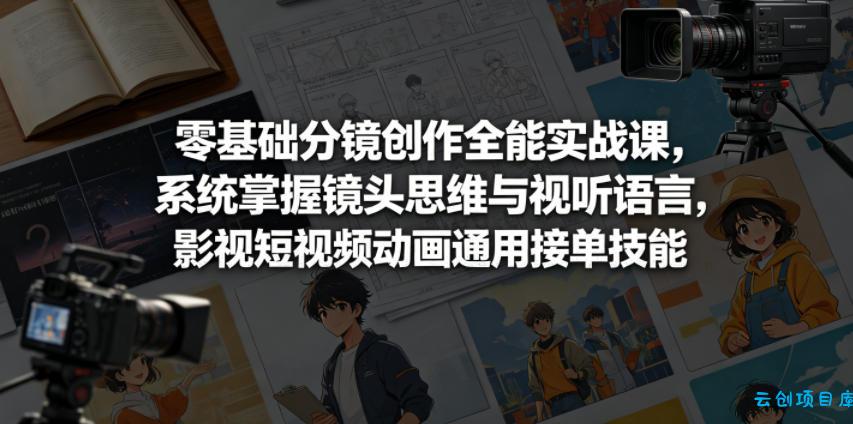零基础分镜创作全能实战课，系统掌握镜头思维与视听语言，影视短视频动画通用接单技能-云创项目库