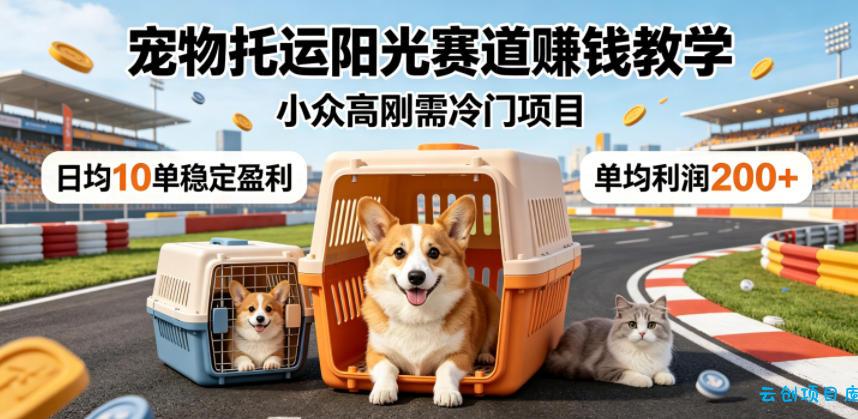 宠物托运阳光赛道賺钱教学，小众高刚需冷门项目，日均10单稳定盈利，单均利润200+-云创项目库