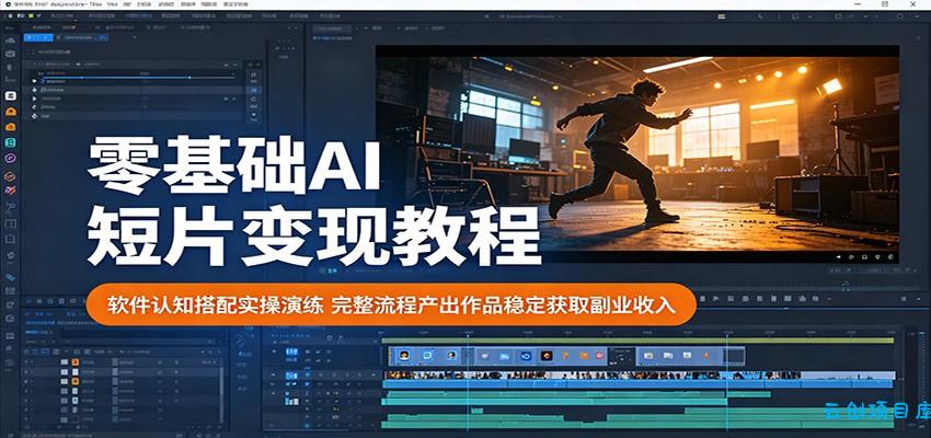 零基础AI短片变现教程：软件认知搭配实操演练，完整流程产出作品稳定获取副业收入-云创项目库