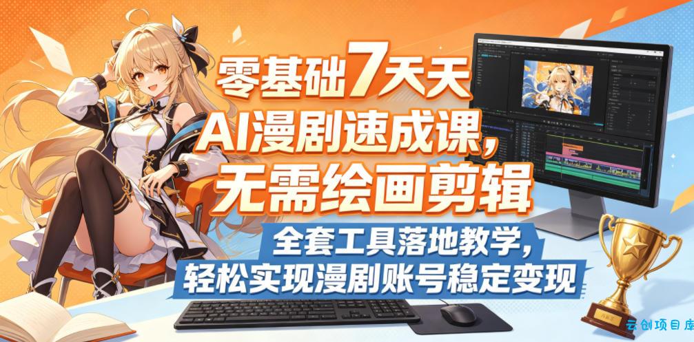 零基础7天AI漫剧速成课,无需绘画剪辑,全套工具落地教学,轻松实现漫剧账号稳定变现
