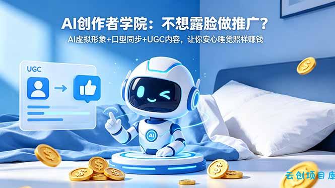 AI创作者学院：不想露脸做推广？AI虚拟形象+口型同步+UGC内容，让你安心睡觉照样赚钱-云创项目库