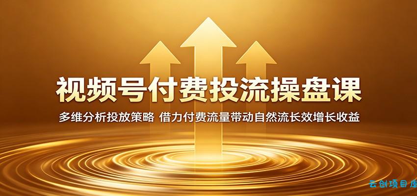 视频号付费投流操盘课：多维分析投放策略，借力付费流量带动自然流长效增长收益-云创项目库