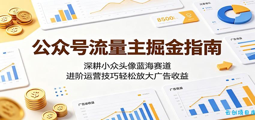 公众号流量主掘金指南：深耕小众头像蓝海赛道，进阶运营技巧轻松放大广告收益-云创项目库