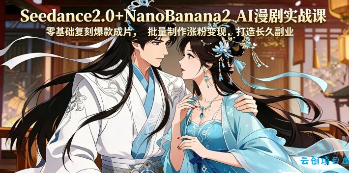 Seedance2.0+NanoBanana2 AI漫剧实战课，零基础复刻爆款成片涨粉变现，打造长久副业收益-云创项目库