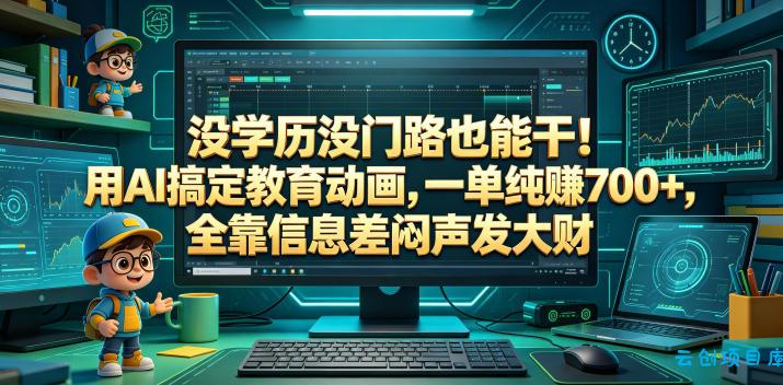 没学历没门路也能干!用AI搞定教育动画,一单纯賺700+,全靠信息差闷声发大财【揭秘】