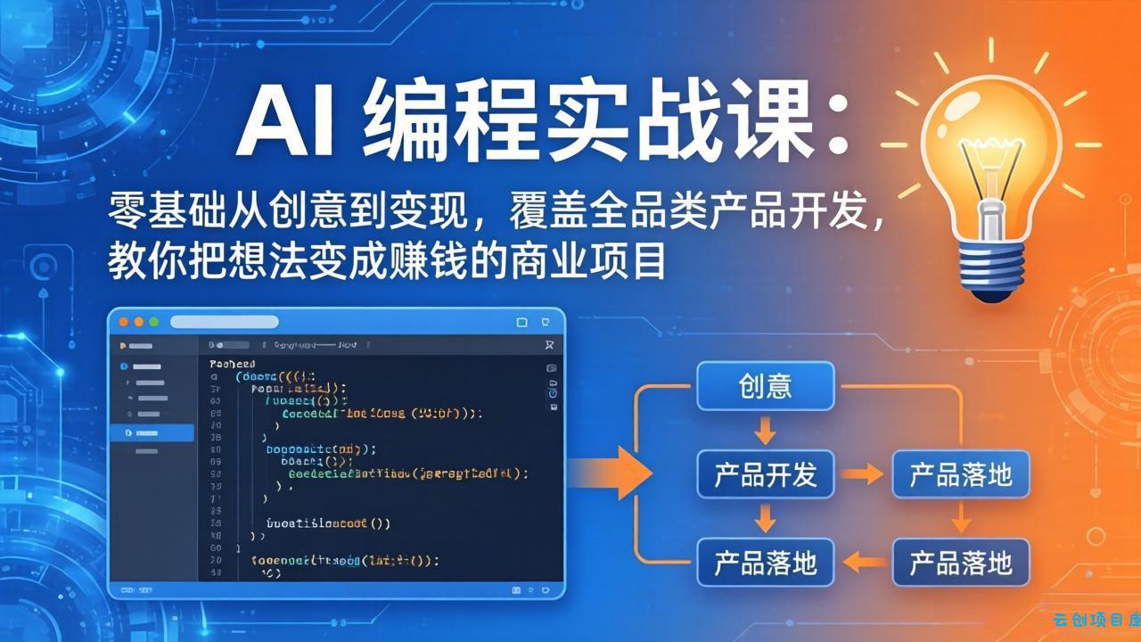 AI编程实战课-第三期-5月更新：零基础从创意到变现，覆盖全品类产品开发，把想法变成赚钱项目-云创项目库