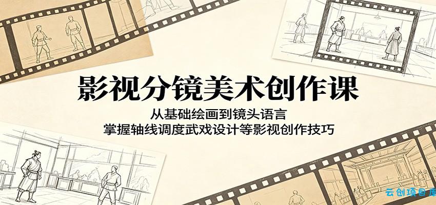 影视分镜美术创作课：从基础绘画到镜头语言，掌握轴线调度武戏设计等影视创作技巧-云创项目库