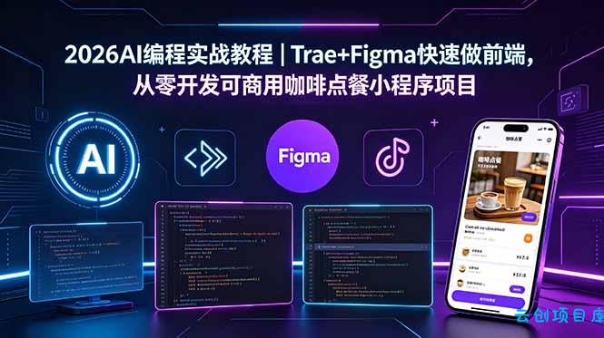 2026AI编程实战教程｜Trae+Figma快速做前端，从零开发可商用咖啡点餐小程序项目-云创项目库