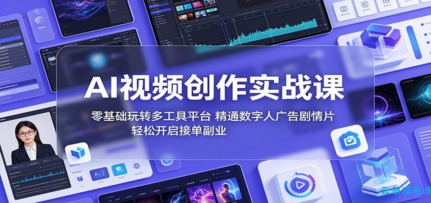 AI视频创作实战课：零基础玩转多工具平台，精通数字人广告、剧情片，轻松开启接单副业-云创项目库
