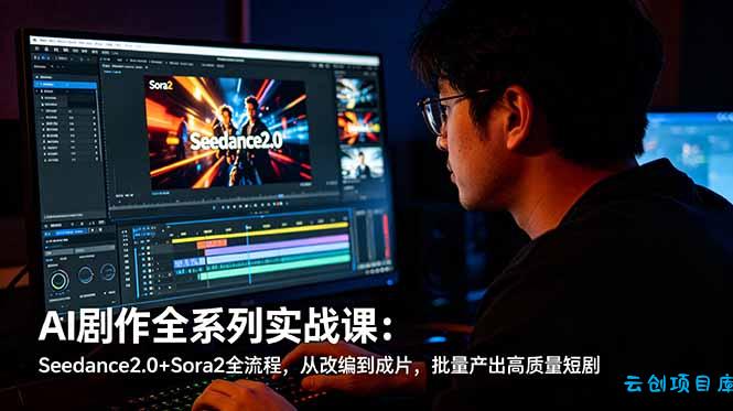 AI剧作全系列实战课：Seedance2.0+Sora2全流程，从改编到成片，批量产出高质量短剧-云创项目库