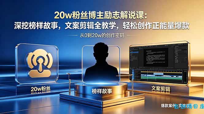 20w粉丝博主励志解说课：深挖榜样故事，文案剪辑全教学，轻松创作正能量爆款-云创项目库