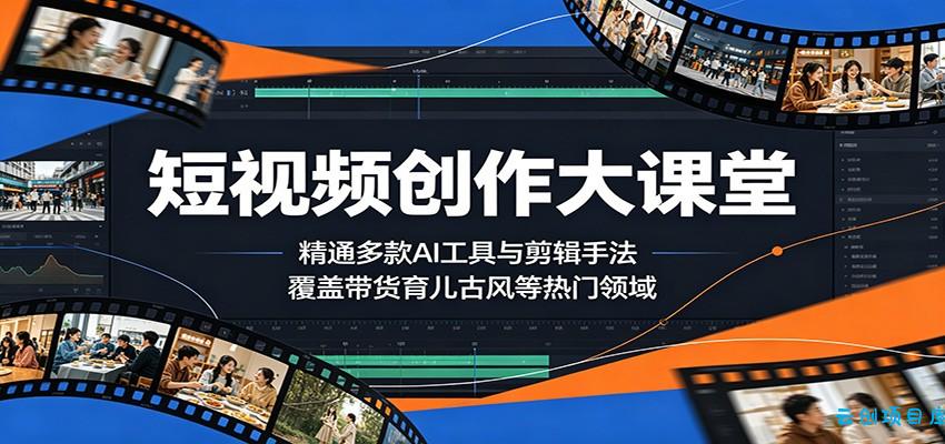 短视频创作大课堂：精通多款AI工具与剪辑手法，覆盖带货、育儿、古风等热门领域-云创项目库