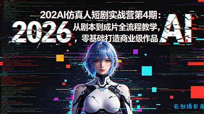 2026AI仿真人短剧实战营第4期：从剧本到成片全流程教学，零基础打造商业级作品-云创项目库