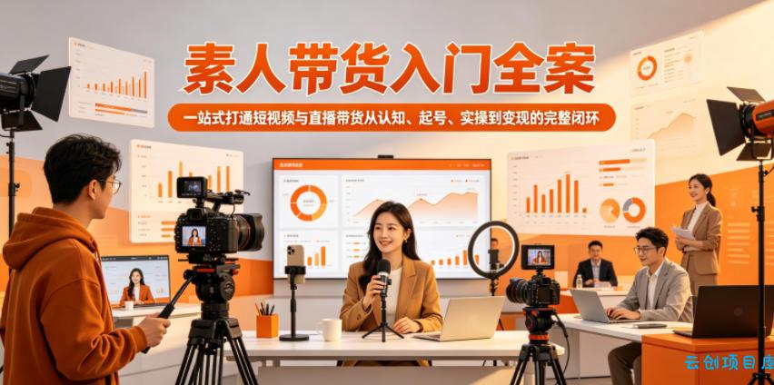 素人带货入门全案，一站式打通短视频与直播带货从认知、起号、实操到变现的完整闭环-云创项目库