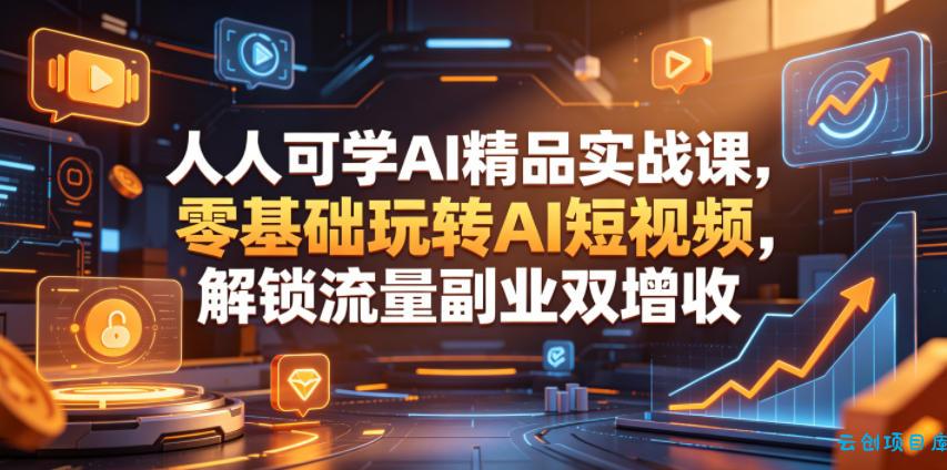人人可学AI精品实战课，零基础玩转AI短视频，解锁流量副业双增收-云创项目库
