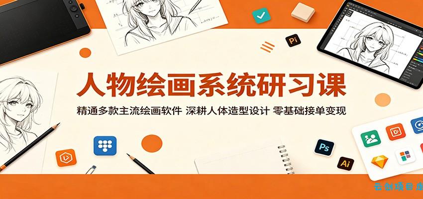 人物绘画系统研习课：精通多款主流绘画软件，深耕人体造型设计，零基础接单变现-云创项目库