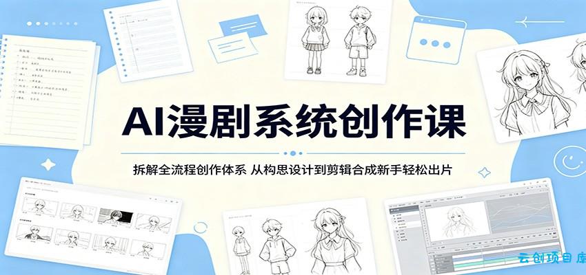 AI漫剧系统创作课：拆解全流程创作体系，从构思设计到剪辑合成新手轻松出片-云创项目库