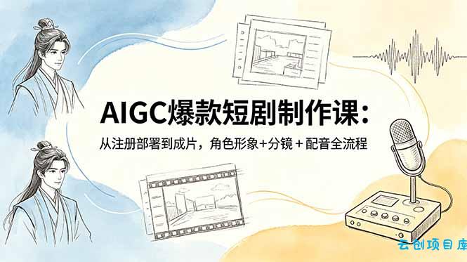 AIGC爆款短剧制作课：从注册部署到成片，角色形象+分镜+配音全流程-云创项目库