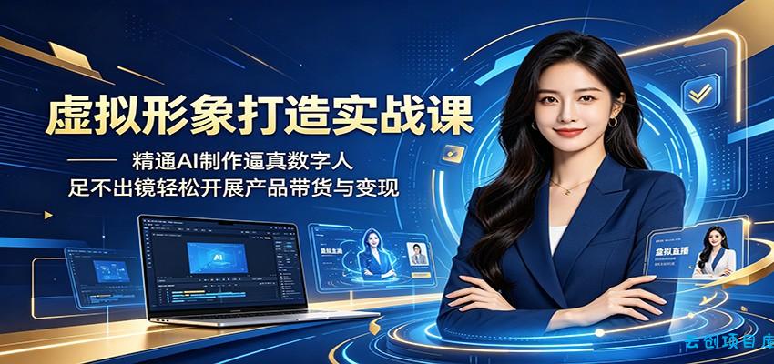 虚拟形象打造实战课：精通AI制作逼真数字人，足不出镜轻松开展产品带货与变现-云创项目库