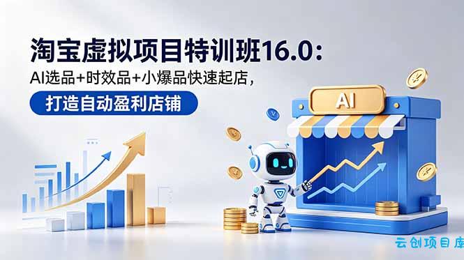 淘宝虚拟项目特训班16.0：AI选品+时效品+小爆品快速起店，打造自动盈利店铺-云创项目库