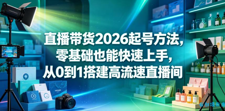 直播带货2026起号方法,零基础也能快速上手,从0到1搭建高流速直播间-云创项目库